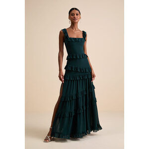 Lulus Compelling Romantic Dark Green Ruffled Tiered Maxi Dress - Size 3X